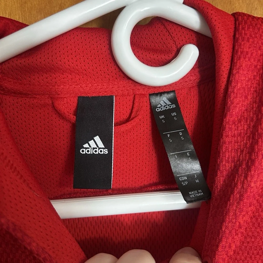 Adidas Climawarm Hoodie Mens Size Small Red Logo Hooded Sweatshirt‎